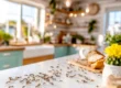 Ants trailing across a kitchen counter toward food in a Phoenix home needing ant control