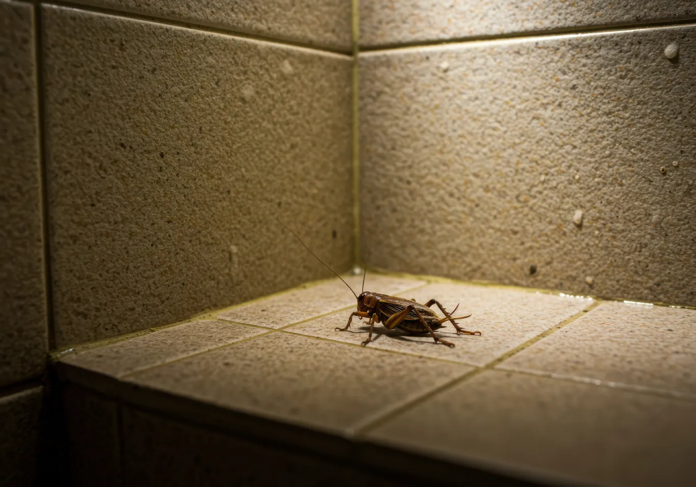 House cricket on tile flooring, a key target of fall pest control Phoenix season